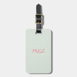 Monogram Bagagelapp | Pastell Mönster Grön & Rosa