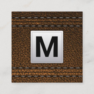 Monogram Bakgrund för läder Fyrkantigt Visitkort