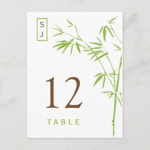 Monogram Bamboo-Bordsnummer-kort   Grönt och brun Vykort