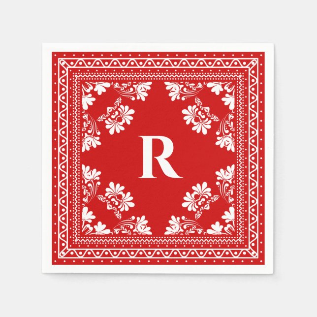 Monogram Bandanna mönster Pappersservett (Framsidan)
