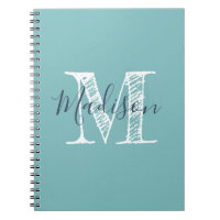 Monogram bärbar Journal Blue-Grönt
