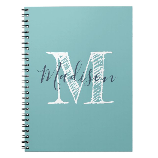 Monogram bärbar Journal Blue-Grönt Anteckningsbok (Framsidan)