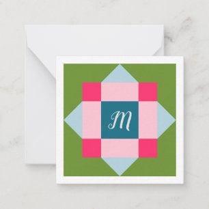 Monogram Barn Quilt Anteckningskort