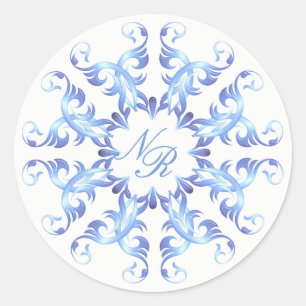 Monogram.Baroque inslag. Runt Klistermärke
