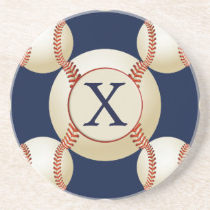 Monogram Baseball Bollar Sports mönster Underlägg Sandsten
