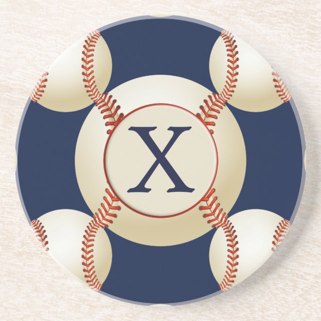Monogram Baseball Bollar Sports mönster Underlägg Sandsten (Framsidan)