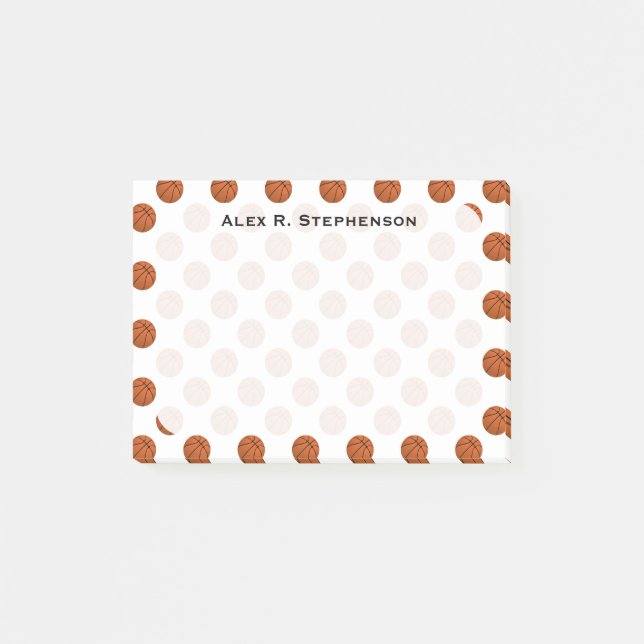 Monogram Basketball Bollar på White Post-it Block (Framsida)