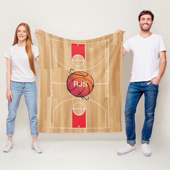 Monogram Basketball på basketbollstol Fleecefilt (På plats)