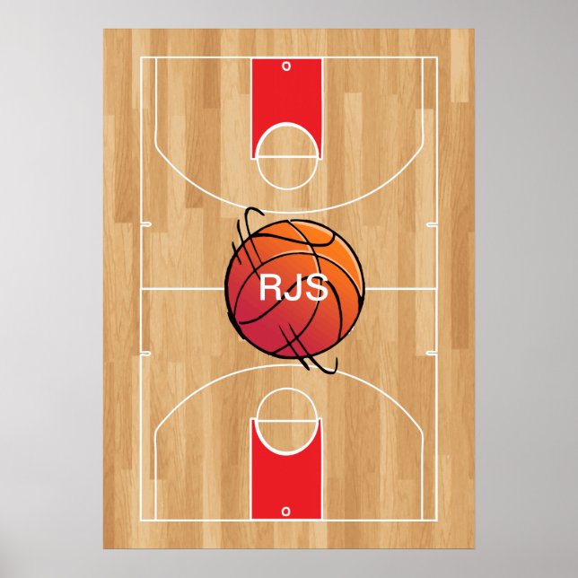 Monogram Basketball på basketbollstol Poster (Framsidan)