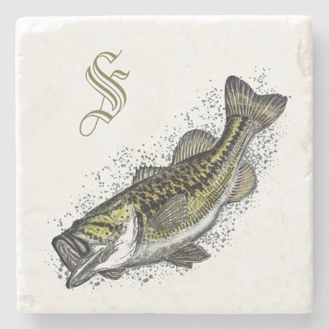 Monogram Bass Fish Stone Stenunderlägg (Framsidan)