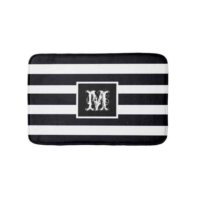 Monogram Bath Mat Bath Matta Classic Black and Whi (Framsidan)