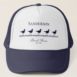 Monogram Beach house navy Blue Sandpipers Keps