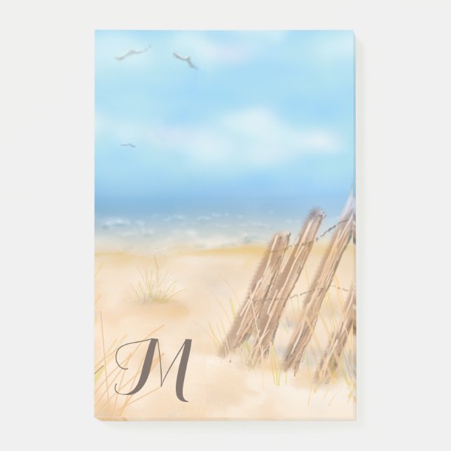 Monogram Beach Scene | Du anpassar Post-it Block (Framsida)