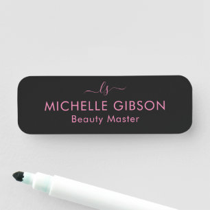 Monogram Beauty Professional Studio Rosa Svart Namnbricka
