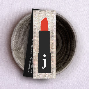 Monogram Beauty Sequin Cute Makeup Artist Lipstick Mini Visitkort