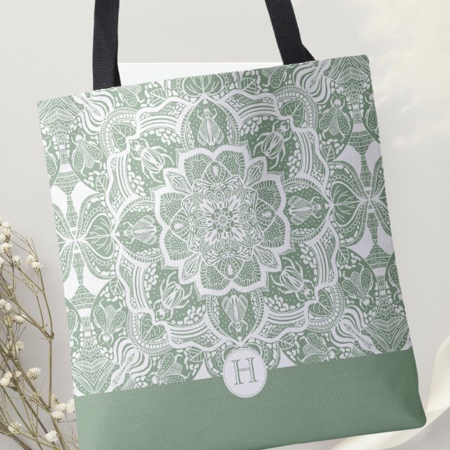 Monogram Beetles Mandala Tote Bag Tygkasse (Skapare uppladdad)