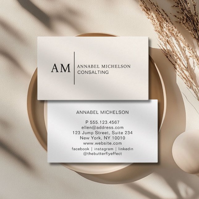 Monogram Beige Affärskort Visitkort (Monogram Beige Business Card)