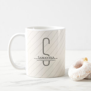 Monogram Beige Grått Namn Kaffemugg