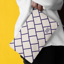 Monogram Beige & Navy Blue Stilig Rutmönster