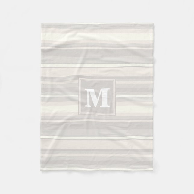 Monogram beige rand fleecefilt (Framsidan)