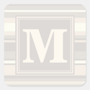 Monogram beige rand fyrkantigt klistermärke