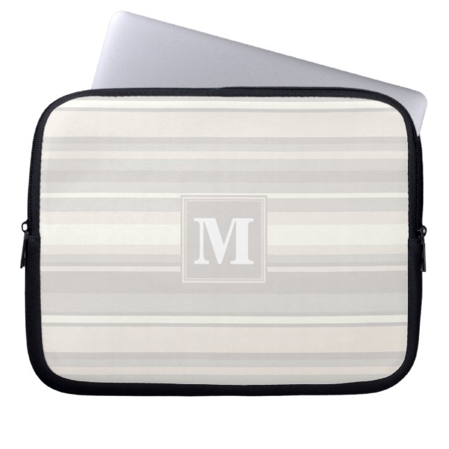 Monogram beige rand laptop sleeve (Framsidan)