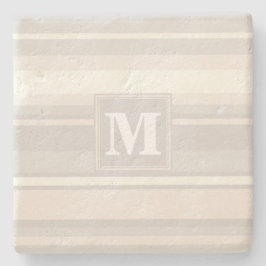 Monogram beige rand underlägg sten