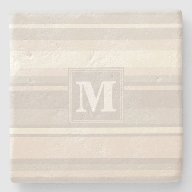 Monogram beige rand underlägg sten (Framsidan)