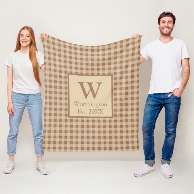 Monogram Beige Rost Buffalo-rutig land  Fleecefilt (På plats)