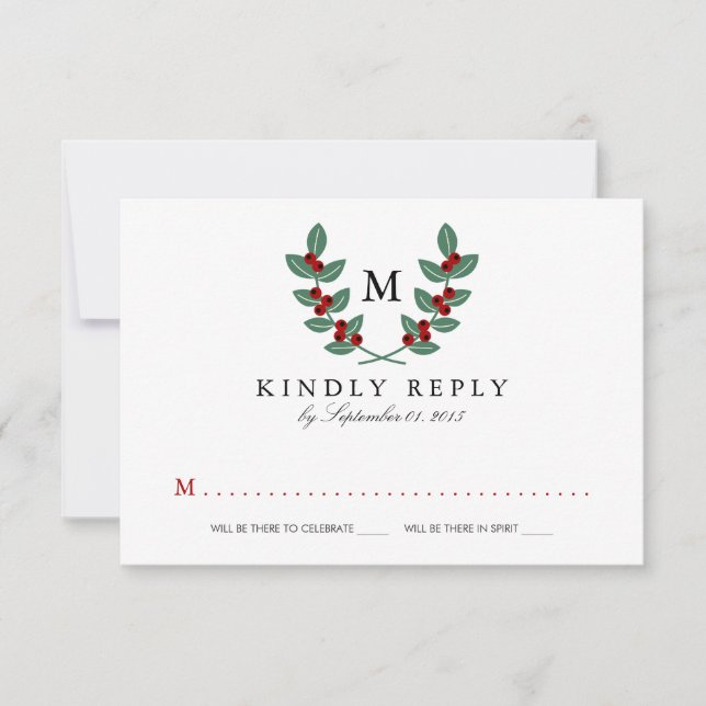 Monogram Berry Bush Bröllopssamling - RSVP OSA Kort (Framsida)