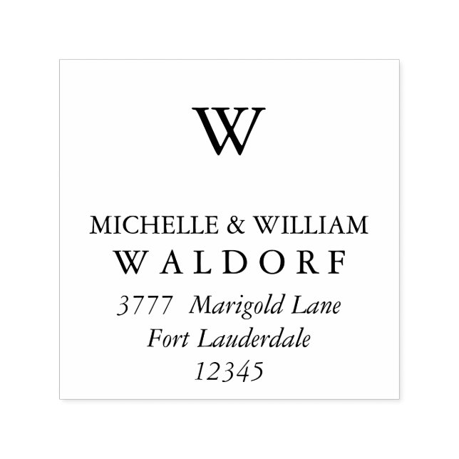 Monogram Berry Laurel Grenar Returadress Självfärgande Stämpel (Design)