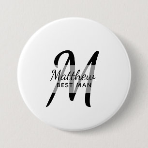 Monogram BEST MAN Marskalkars Groomsman Add Namn Knapp