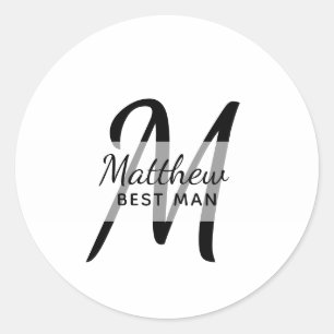 Monogram BEST MAN Marskalkars Groomsman Add Namn Runt Klistermärke