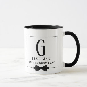Monogram BEST MAN Marskalkars Groomsman Black Tie Mugg