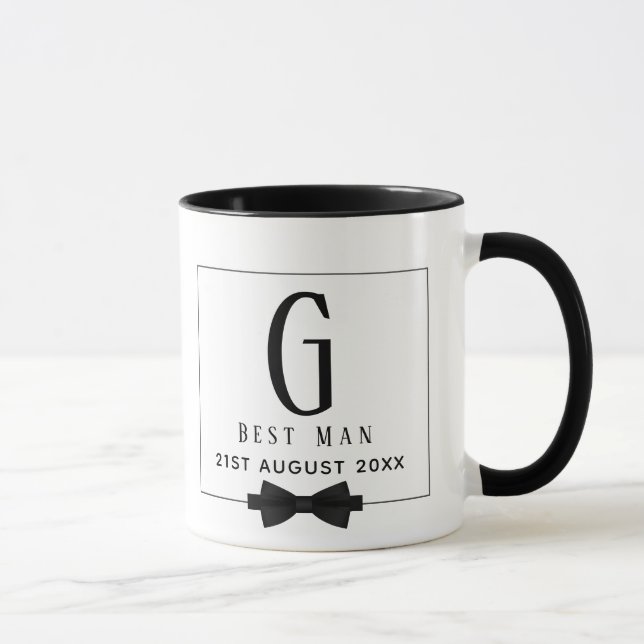 Monogram BEST MAN Marskalkars Groomsman Black Tie Mugg (Höger)