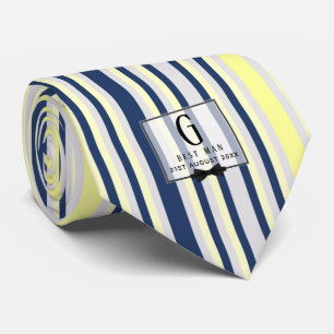 Monogram BEST MAN Marskalkars Groomsman Navy Gult Slips
