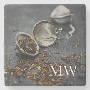 Monogram Bevackra Tea älskare-design Stenunderlägg