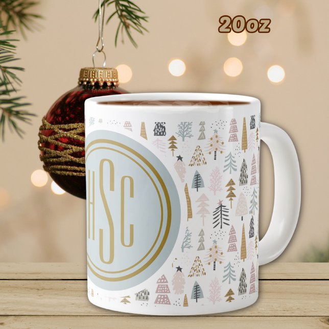 Monogram, Big 20oz. Rustic Winter Träd Jumbo Mugg (Skapare uppladdad)
