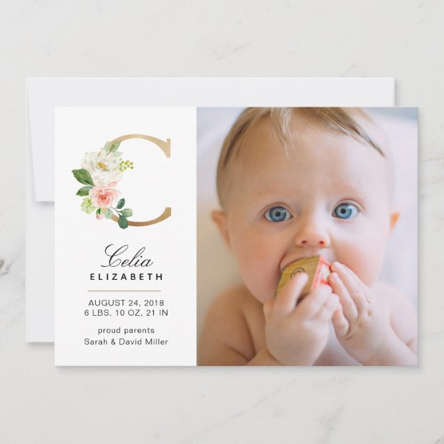 Monogram Birth-meddelande Meddelande (Framsida)