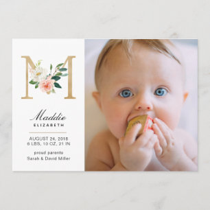 Monogram Birth-meddelande Meddelande