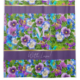 Monogram Birthday Pansy Violet Flowers Watercolor