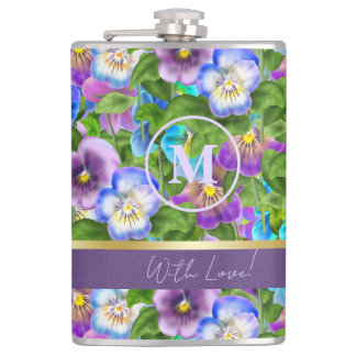 Monogram Birthday Pansy Violet Flowers Watercolor Fickplunta