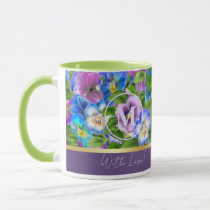 Monogram Birthday Pansy Violet Flowers Watercolor Mugg