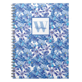 Monogram Blå Blommig Anteckningsbok