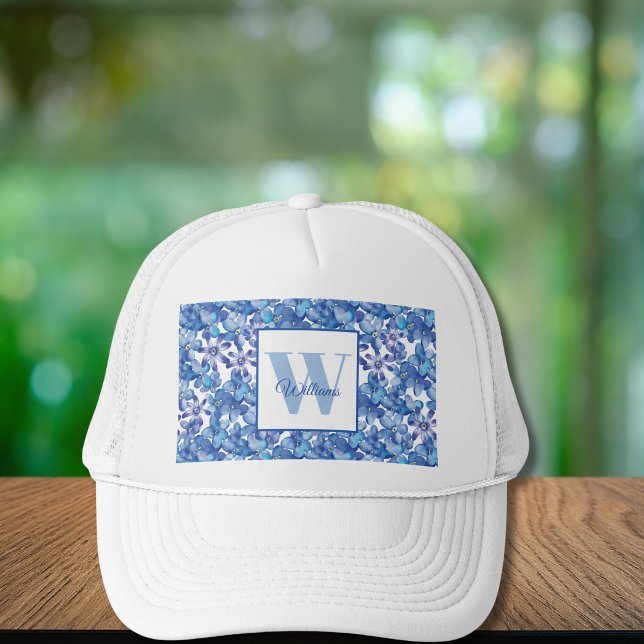 Monogram Blå Blommig Namn Keps (Skapare uppladdad)
