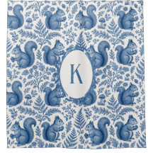 Monogram Blå Chinoiserie Ekorre Skog