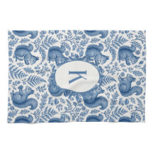 Monogram Blå Chinoiserie Ekorre Skog
