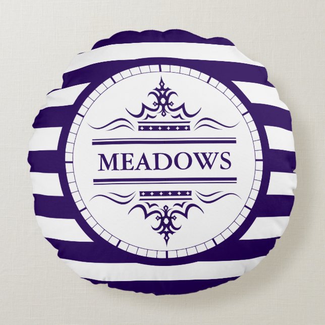 Monogram - blå Eleganten Nautical Dekorativ kudde (Framsidan)