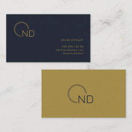 Monogram - blå Guld-minimalistisk, personlig Visitkort