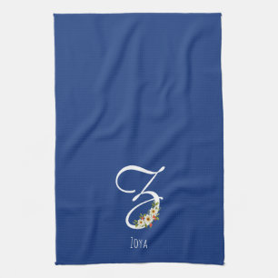 Monogram blå kökshandduk husvärmegåva